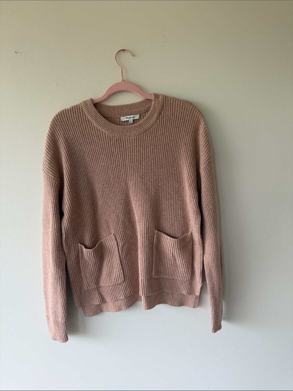Madewell Ribbed Crewneck Sweater in Dusty Rose